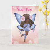 アフリカ系アメリカ人のプリンセスの蝶挨拶状 カード (黄色い花)