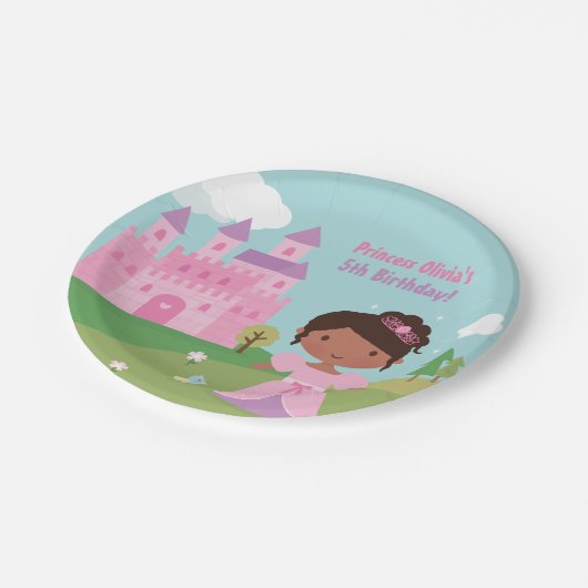 アフリカ系アメリカ人のプリンセスの誕生会のプレート ペーパープレート (アングル)