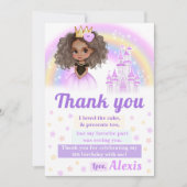 アフリカ系アメリカ人のプリンセスの誕生日お礼カード 招待状 (正面)