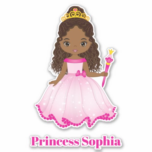 アフリカ系アメリカ人のプリンセスカスタムカットビニールシール シール (正面)