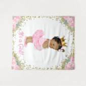 アフリカ系アメリカ人のプリンセスベイビーシャワーバックドロップ タペストリー (正面(横))