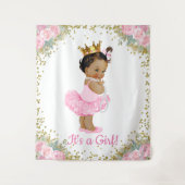 アフリカ系アメリカ人のプリンセスベイビーシャワーバックドロップ タペストリー (正面)