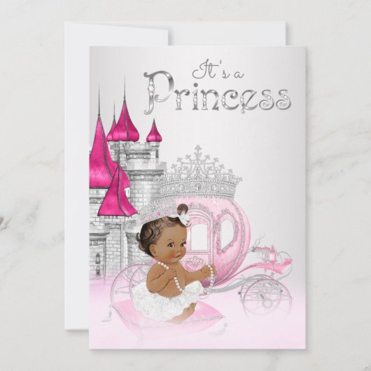 アフリカ系アメリカ人のプリンセスベイビーシャワー招待状 招待状 (正面)