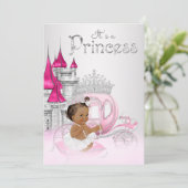 アフリカ系アメリカ人のプリンセスベイビーシャワー招待状 招待状 (スタンド正面)