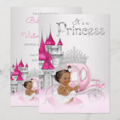 アフリカ系アメリカ人のプリンセスベイビーシャワー招待状 招待状 (正面/裏面)