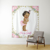 アフリカ系アメリカ人のベビーガールシャワー背景 タペストリー (インサイチュ)