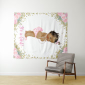 アフリカ系アメリカ人のベビーガールシャワー背景 タペストリー (インサイチュ(横))