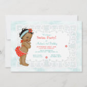 アフリカ系アメリカ人のベビーガール、水着レース 招待状 (正面)