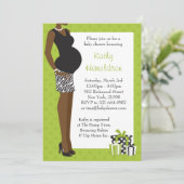 アフリカ系アメリカ人のベビーシャユニセックスワー緑のゼブラ 招待状 (スタンド正面)