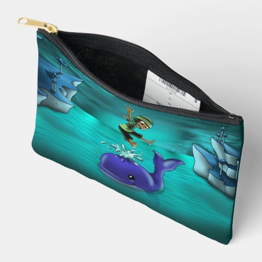 アフリカ系アメリカ人のボーイクジラ アクセサリーポーチ (見開き)