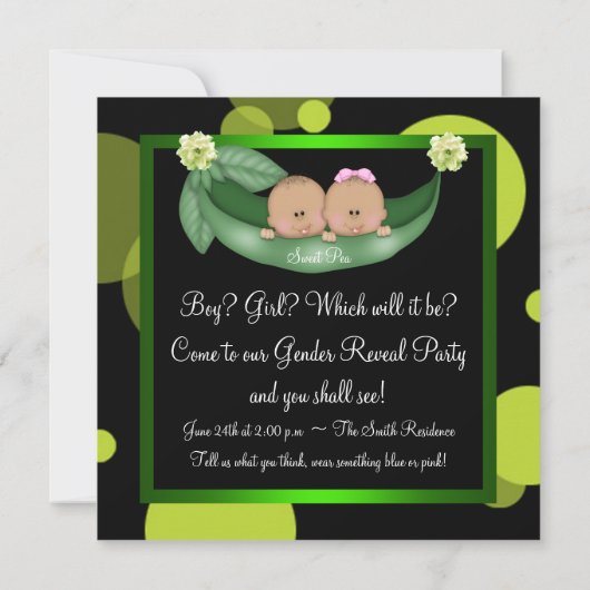 アフリカ系アメリカ人のポッドに入ったエンドウ豆のジェンダーが明らかになる 招待状 (裏面)