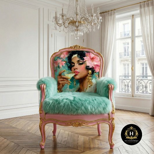 アフリカ系アメリカ人のマティーニ・デコpage付き女性 薄葉紙