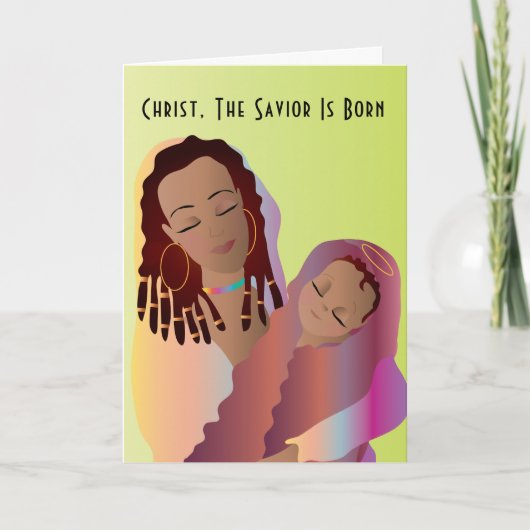 アフリカ系アメリカ人のマドンナと子供のクリスマスカード 招待状 (正面)