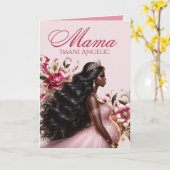 アフリカ系アメリカ人のママ・トゥ・ビー ピンク&ゴールド カード (黄色い花)