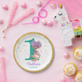 アフリカ系アメリカ人のマーメイド第1誕生日紙プレート ペーパープレート (パーティー)