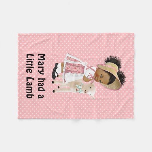 アフリカ系アメリカ人のメリーに小さい子ヒツジのベビーBlanがありました フリースブランケット (正面(横))