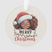 アフリカ系アメリカ人のメリークリスマス アフリカ系黒人 オーナメント (正面)
