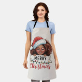 アフリカ系アメリカ人のメリークリスマス アフリカ 黒人 エプロン (着用した状態)