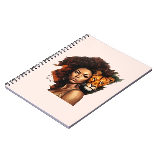 アフリカ系アメリカ人のライオン威厳のある付き女性 ノートブック (左側)