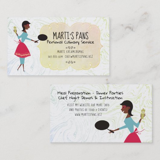 アフリカ系アメリカ人のレトロの女性のシェフの名刺 名刺 (正面/裏面)