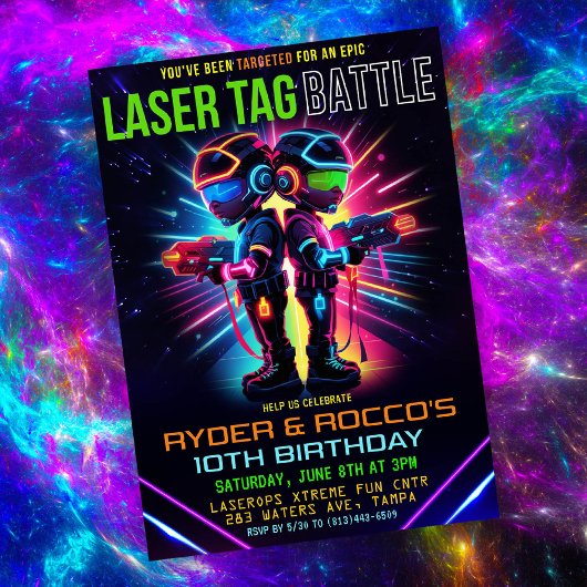 アフリカ系アメリカ人のレーザータグの誕生日 招待状