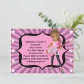 アフリカ系アメリカ人のロックスターの誕生日の招待状 招待状 (スタンド正面)