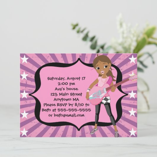アフリカ系アメリカ人のロックスターの誕生日の招待状 招待状 (スタンド正面)