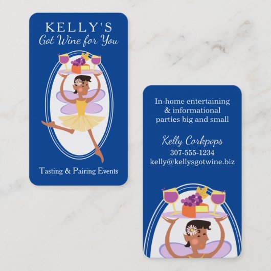 アフリカ系アメリカ人のワインテイストフェアリーケータリング 名刺 (正面/裏面)