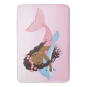 アフリカ系アメリカ人の人魚とイルカバスマット バスマット (正面縦)