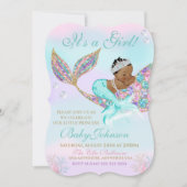 アフリカ系アメリカ人の人魚のヴィンテージのベビーシャワー 招待状 (正面)