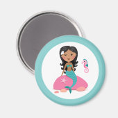 アフリカ系アメリカ人の人魚の女の子ヒトデ マグネット (正面/裏面)