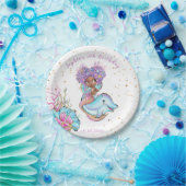 アフリカ系アメリカ人の人魚の誕生パーティー ペーパープレート (パーティー)