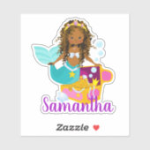 アフリカ系アメリカ人の人魚パーソナライズされた シール (シート)