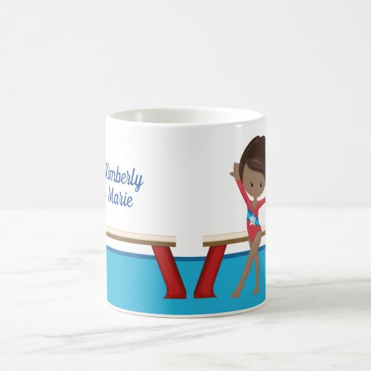 アフリカ系アメリカ人の体操選手の女の子かわいい体操 コーヒーマグカップ (中央)