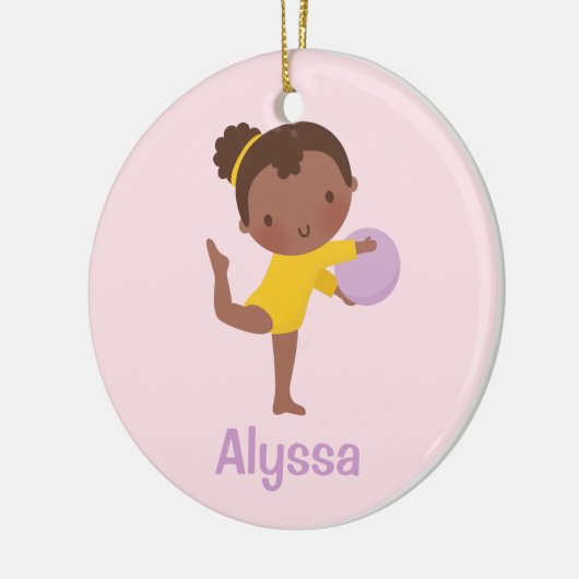 アフリカ系アメリカ人の体育専門家の女の子の体操のオーナメント セラミックオーナメント (左)