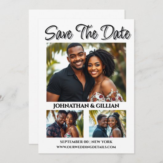 アフリカ系アメリカ人の写真は日付を保存トレンディー セーブザデート (正面/裏面)