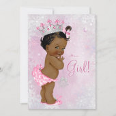 アフリカ系アメリカ人の冬のワンダーランドの赤ちゃんシャワー 招待状 (正面)