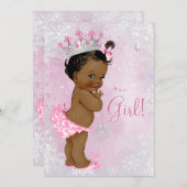 アフリカ系アメリカ人の冬のワンダーランドの赤ちゃんシャワー 招待状 (正面/裏面)