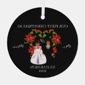 アフリカ系アメリカ人の初めてのクリスマスはミスター・アンド・ミセス・ラウンド ガラスオーナメント (裏面)