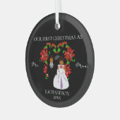 アフリカ系アメリカ人の初めてのクリスマスはミスター・アンド・ミセス・ラウンド ガラスオーナメント (正面左)