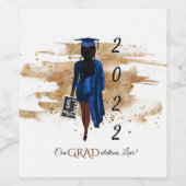 アフリカ系アメリカ人の卒業ラウンドシールナプキンス ワインラベル (シングルラベル)