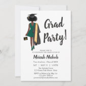 アフリカ系アメリカ人の卒業女子ユニークトレンディー 招待状 (正面)