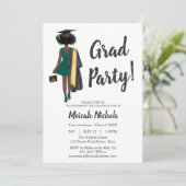 アフリカ系アメリカ人の卒業女子ユニークトレンディー 招待状 (スタンド正面)
