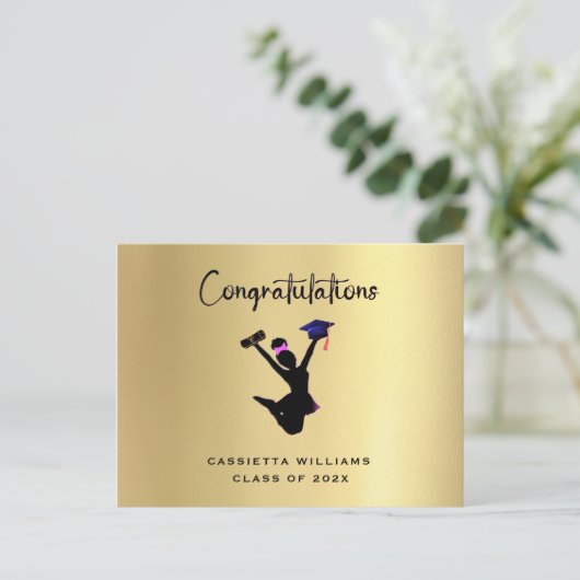 アフリカ系アメリカ人の卒業生が日付を保存 案内ポストカード (スタンド正面)