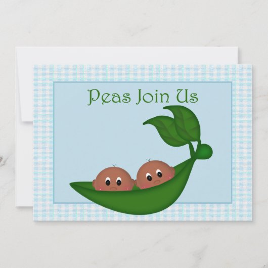 アフリカ系アメリカ人の双子の男の子のベビーシャワー招待状 招待状 (正面)