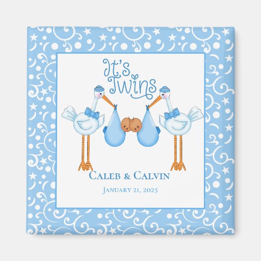 アフリカ系アメリカ人の双子の男の子を持つコウテイ・マグネット マグネット (正面)