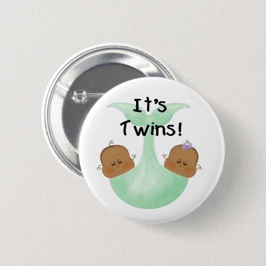 アフリカ系アメリカ人の双生児 缶バッジ (正面&裏面)