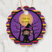 アフリカ系アメリカ人の可愛い魔女のハロウィーン パーティー 景品タグ フェイバータグ (正面)
