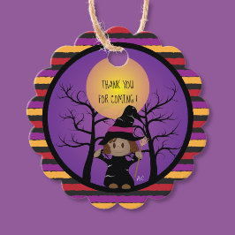 アフリカ系アメリカ人の可愛い魔女のハロウィーン パーティー 景品タグ フェイバータグ