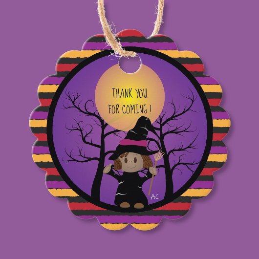 アフリカ系アメリカ人の可愛い魔女のハロウィーン パーティー 景品タグ フェイバータグ